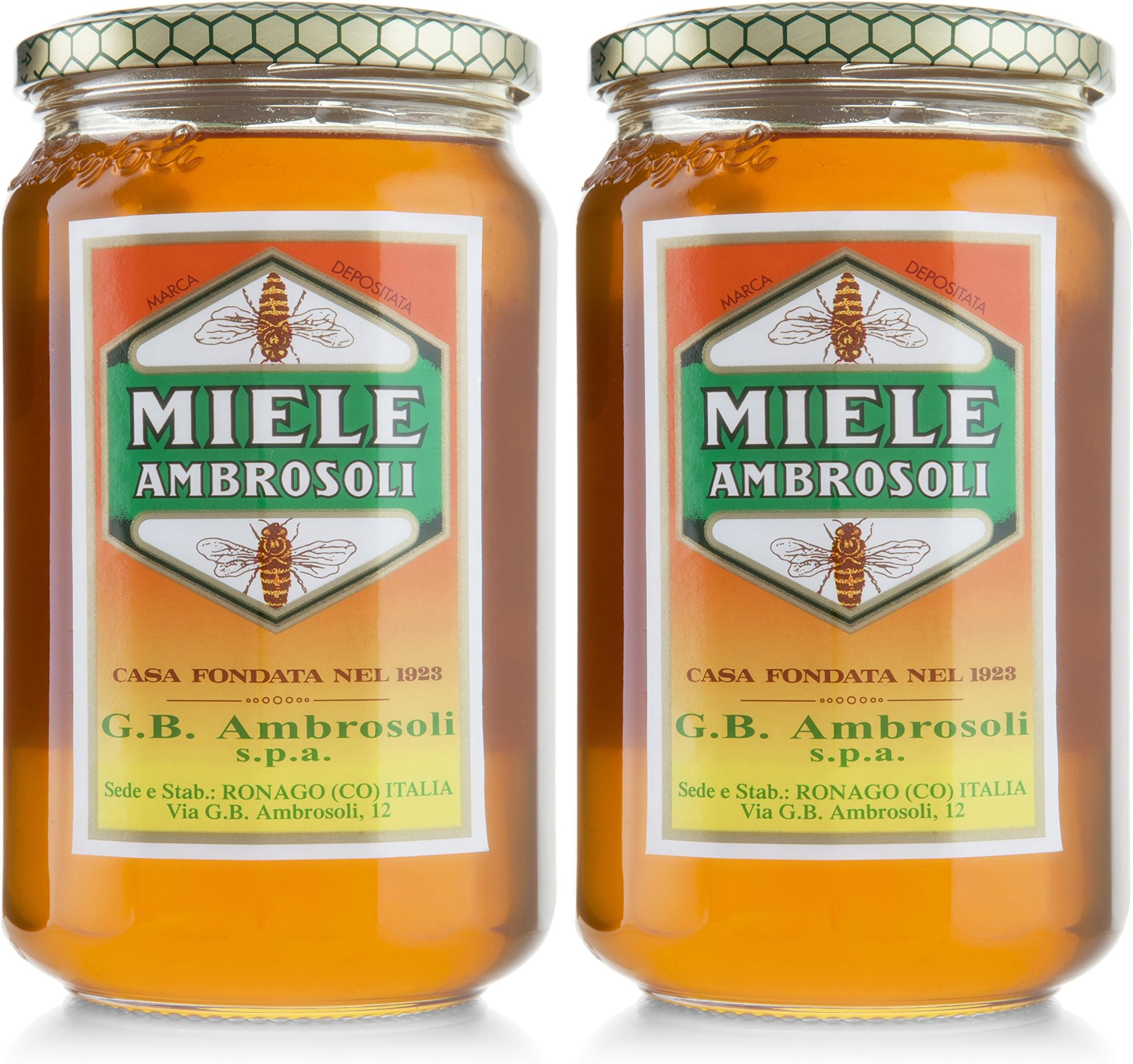 Ambrosoli: "Miele Millefiori" Wildflower Honey 21 Ounce (600g) Packages (Pack of 2) [ Italian Import ]