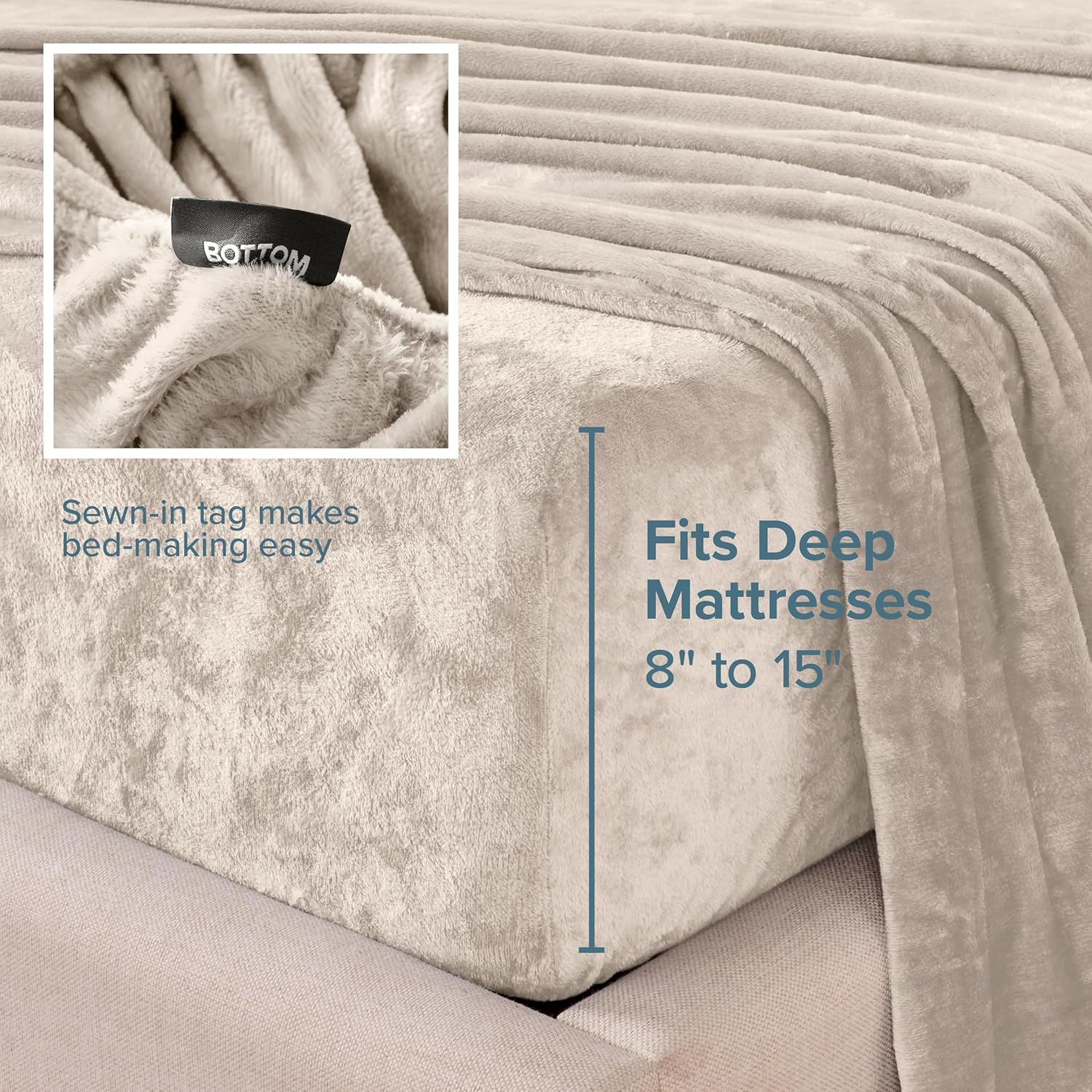 Bare Home Microplush Fleece Sheet Set - Queen Size - Ultra Soft Velvet - Cozy & Warm - Plush All-Season Comfort - Wrinkle Resistant - Deep Pocket Fit - Non-Pilling Sheets (Queen, Sand)