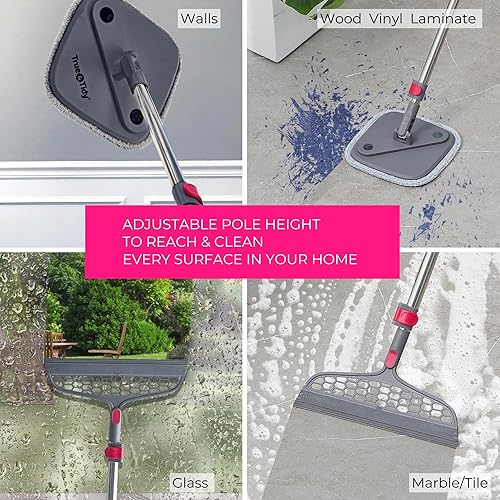 Miniatura 18 de True & Tidy True Clean - Sistema de trapeador giratorio y cubo, diseño de doble compartimento para agua limpia y sucia, cabezal giratorio de 360°