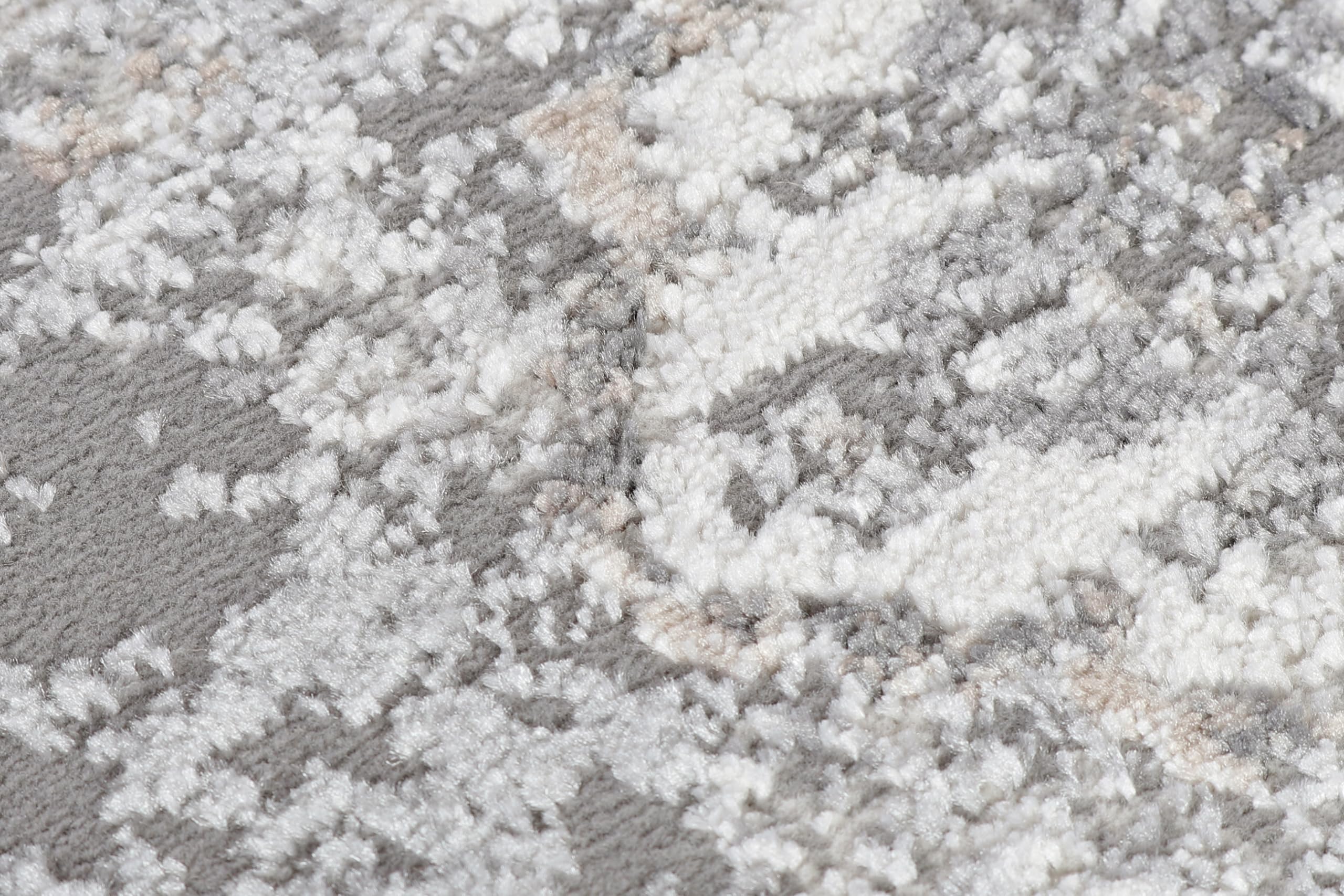 TAPISO Valley Rund Teppich Kurzflor Vintage Grau Blumen 160 x 160 cm | Rahmen Orientalisch Used Effekt Meliert Verwischt Wohnzimmer Schlafzimmer OEKO-TEX