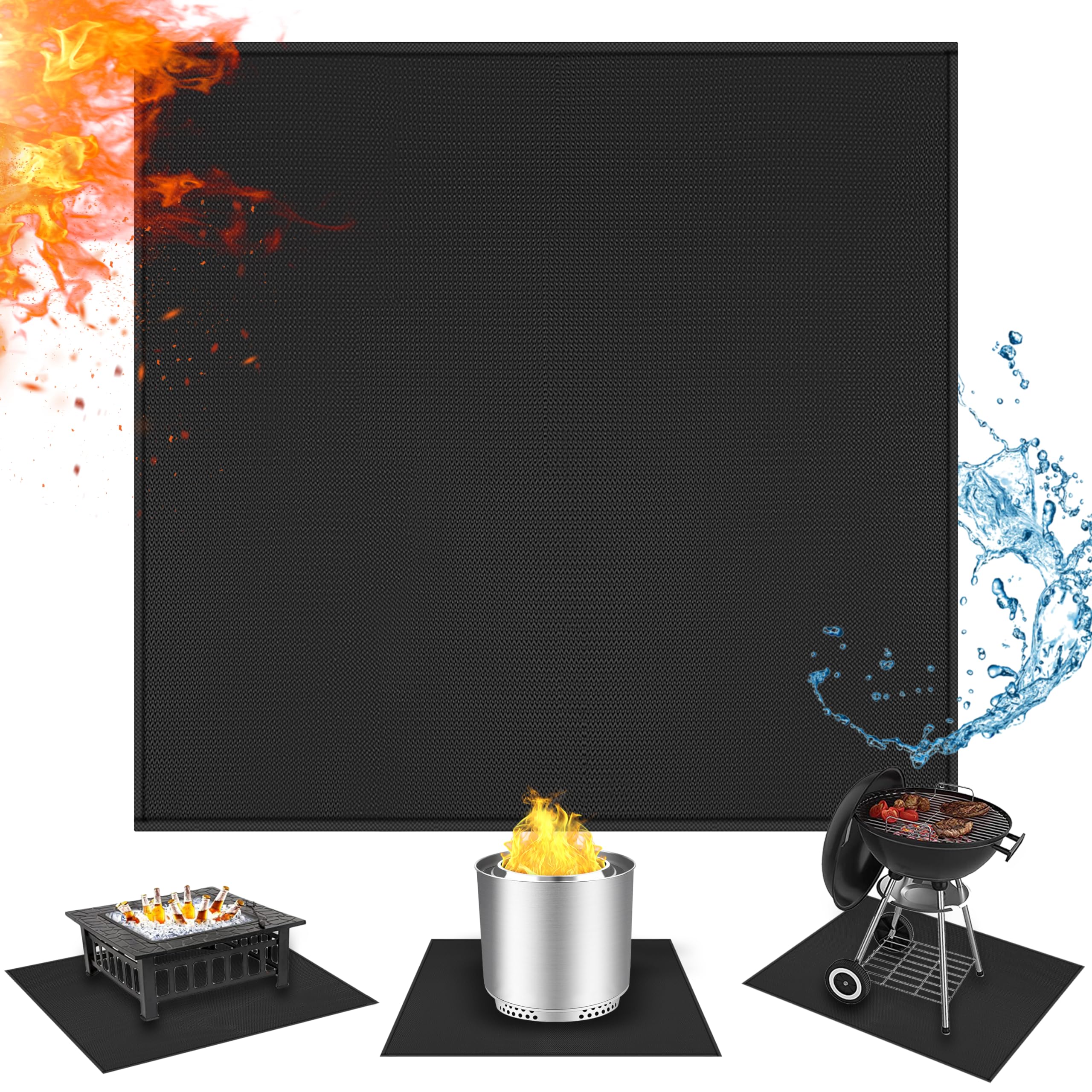 Amerbro40 x 40in Heat Resistant Round Under Grill Mats for Outdoor Grill & Fire Pit Mat Compatible with Solo Stove Ranger - Fireproof Deck Patio Protect Mat - Easy to Clean