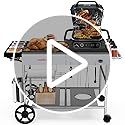 Pizza Oven Table Grill Cart with Pizza Topping Station Movable Food and Prep Workcart Outdoor Grill Table Stand for Ninja Woodfire Blackstone Griddle Cuisinart etc Grill