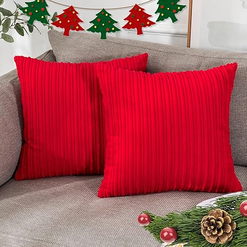 Miniatura 258 de UGASA - Juego de 2 fundas de almohada de terciopelo a rayas, funda decorativa para cojín con cremallera oculta para el hogar, sofá, dormitorio,