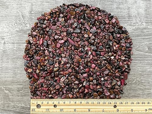 Miniatura 5 de Chips de piedras preciosas de rodonita semitradas, naturales de 0.5 libras, mini cristales de rodonita triturados, chips de cristal sin perforar