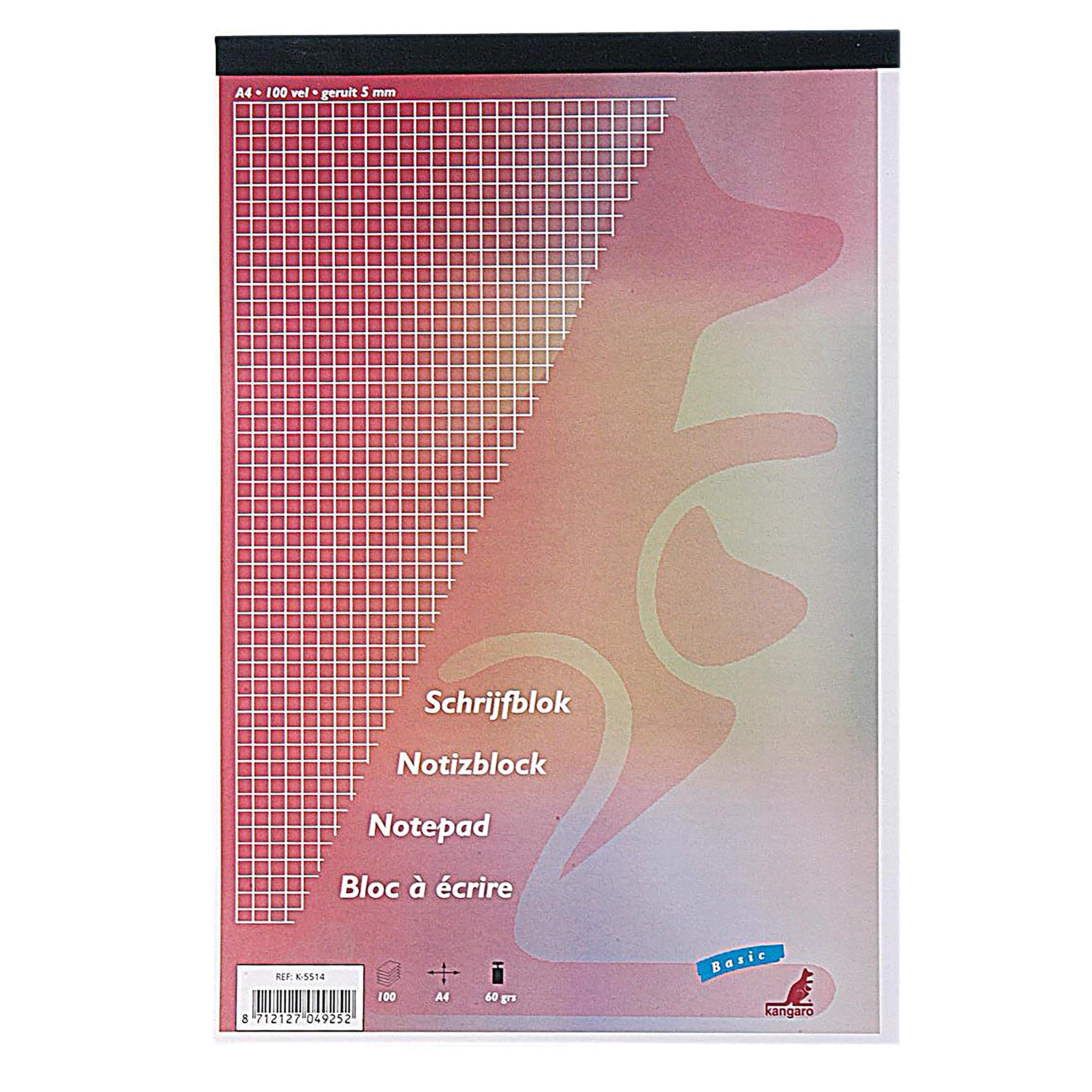 Kangaro Notepad A4 Squared 5 mm 60 g 100 Sheets
