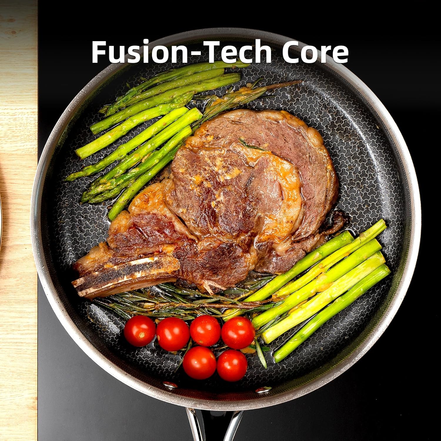 DELUXE Hybrid Ceramic Nonstick 5 Qt Deep Sauté Pan with Lid, Stainless Steel Skillet with Stay-Cool Handles, Dishwasher and Oven-Safe, PFOA Free Deep Frying Pan, Compatible with All Cooktops - Image 6