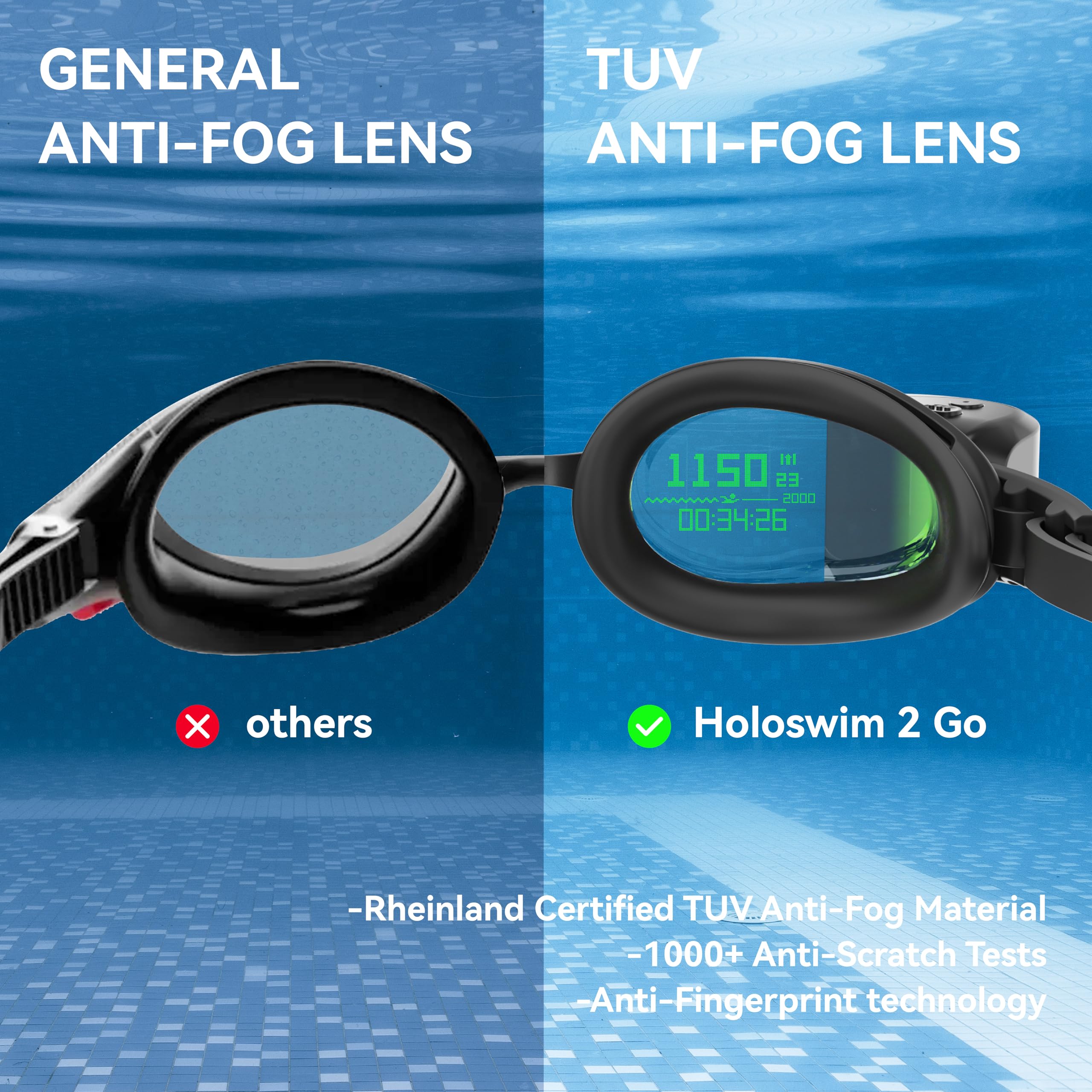 Holoswim Occhiali da nuoto, 2GO Occhiali Intelligenti