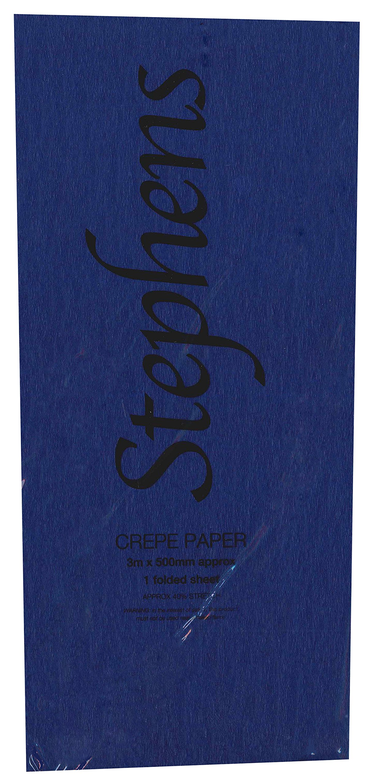 Stephens Crepe Paper Dark Blue Coloured 40% Stretch 3m x 0.5m Sheet, Quality Paper, for Papercraft, Gift Wrapping, Collages, Paper Chains, and Stained Glass Windows, Hard Wearing for Craft Projects