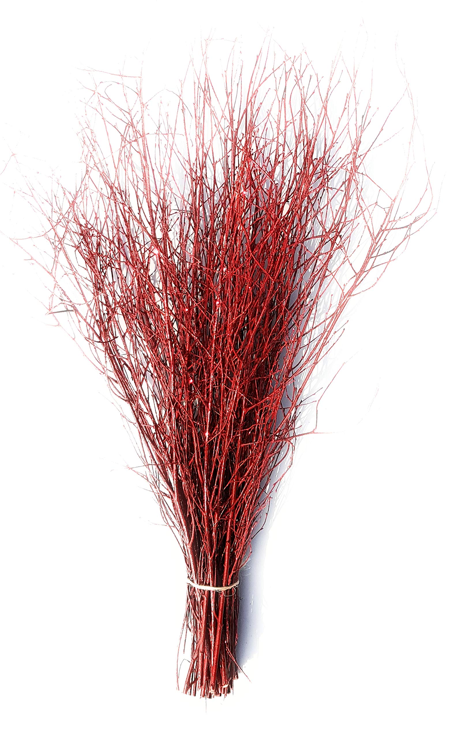 Decorative Coloured Birch Twigs and branches Red With Red Glitter - 90cm's - 25 Stems