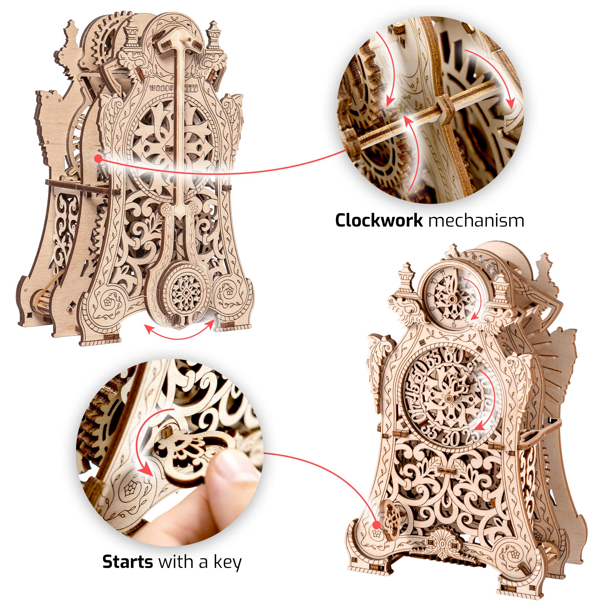WOODEN.CITY 3D drewniane zestawy funkcyjne "MAGIC CLOCK" 3D puzzle montaż bez kleju
