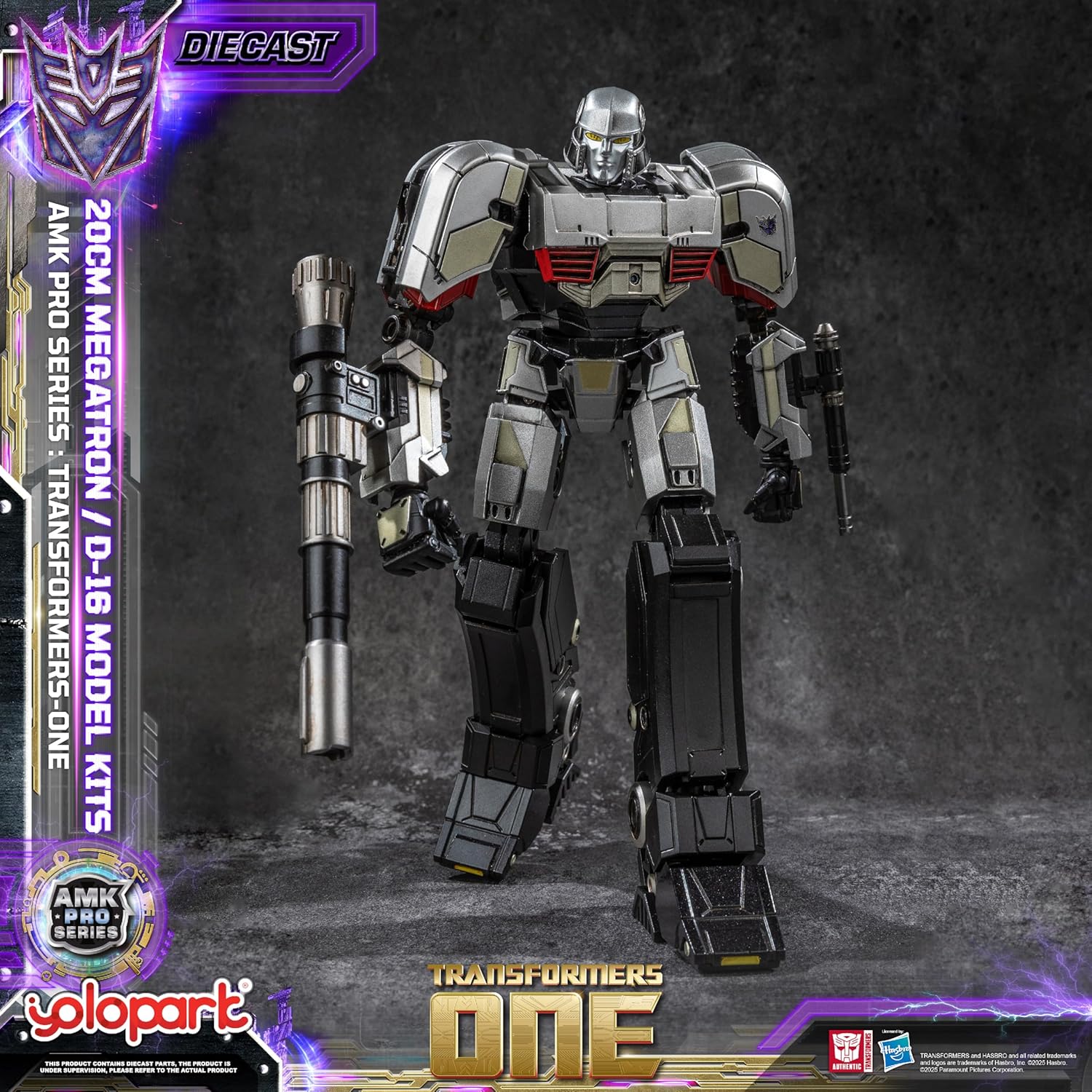 YOLOPARK Transformers One Megatron, 7.87-Inch Two Styles in One AMK PRO Transformers Toys with Magnetic Light-Up Effects | Switch Between D-16 & Final Form Megatron for Ages 15+