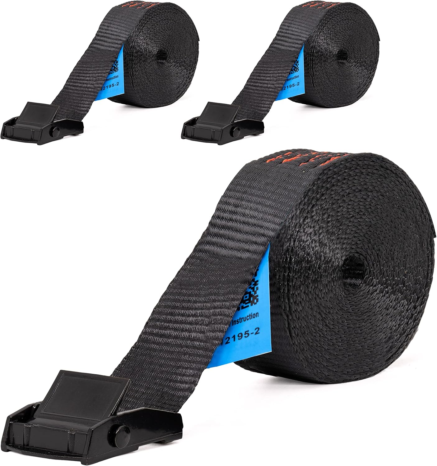 Pack of 2 Lashing Straps 250 kg 3 m with Quick Release Black OnePiece