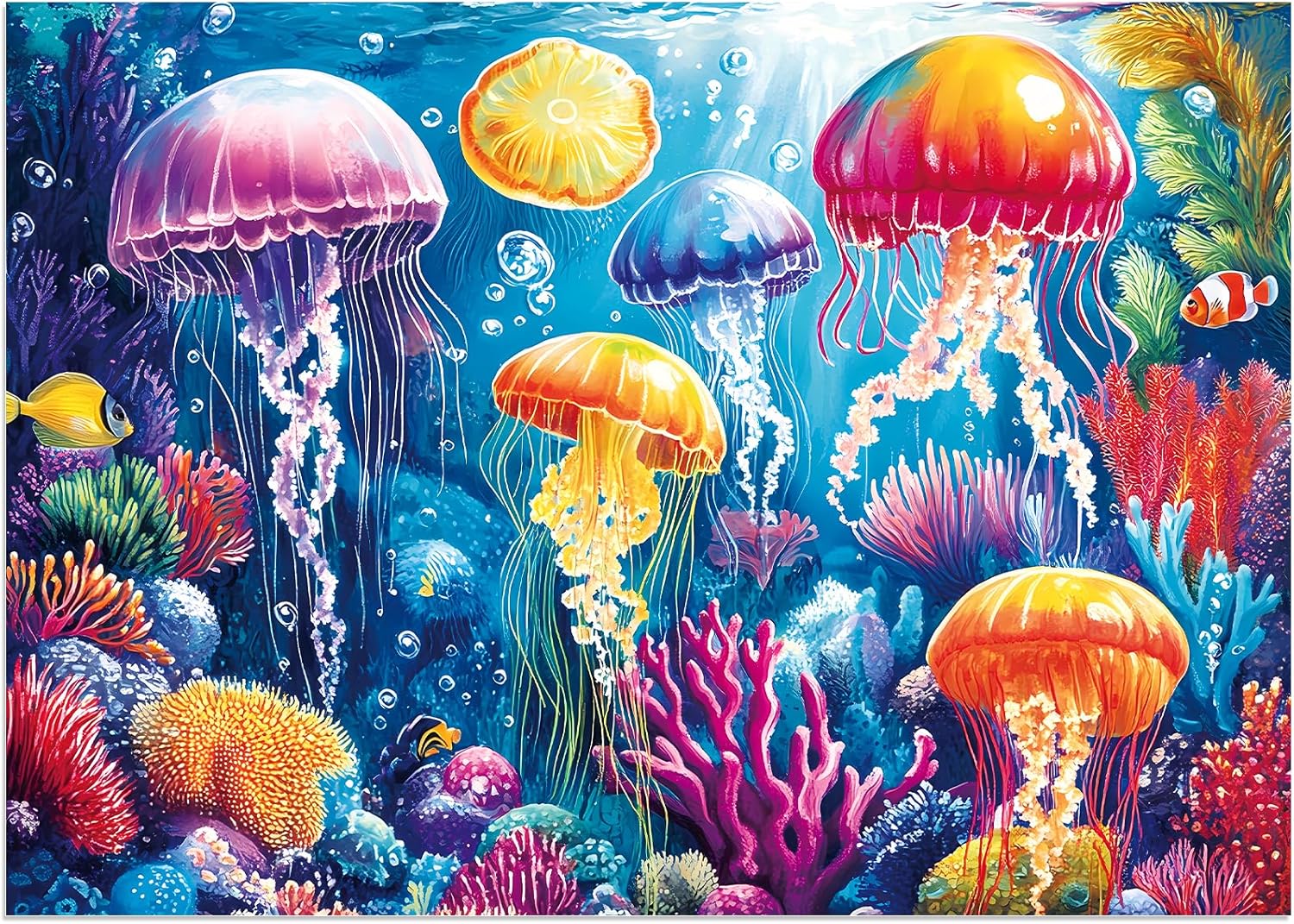 Colorful Puzzles for Kids Ages 4-8 100 Pieces Jellyfish Puzzles for Kids Ages 4-6 6-8 8-10 Toys Puzzle for Senior Adult KidsLearning Educational Gifts for Boy and Girl 15" x 11"