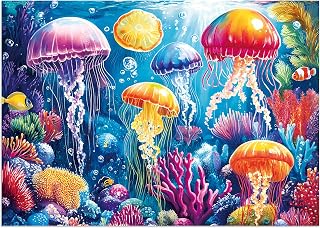 Colorful Puzzles for Kids Ages 4-8 100 Pieces Jellyfish Puzzles for Kids Ages 4-6 6-8 8-10 Toys Puzzle for Senior Adult KidsLearning Educational Gifts for Boy and Girl 15" x 11"