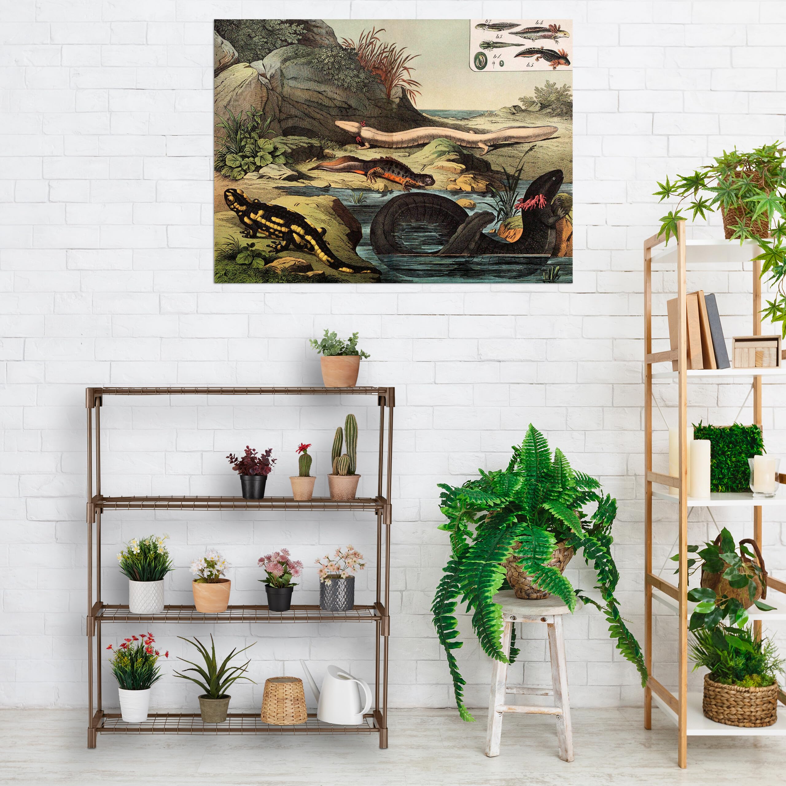 Relaxdays Estantería para Plantas, 4 Baldas, Mueble Macetas Flores y Hierbas, Soporte Metálico, 106 x 91 x 28 cm, Marrón