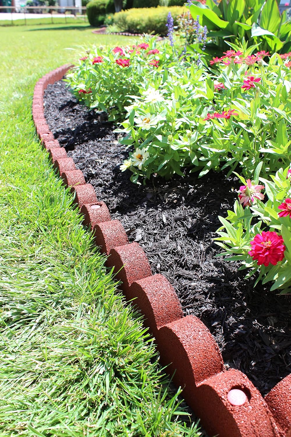 Rubberific Smart-Loc Rubber 4-Foot Scalloped Landscape Edging Border (6, Red)