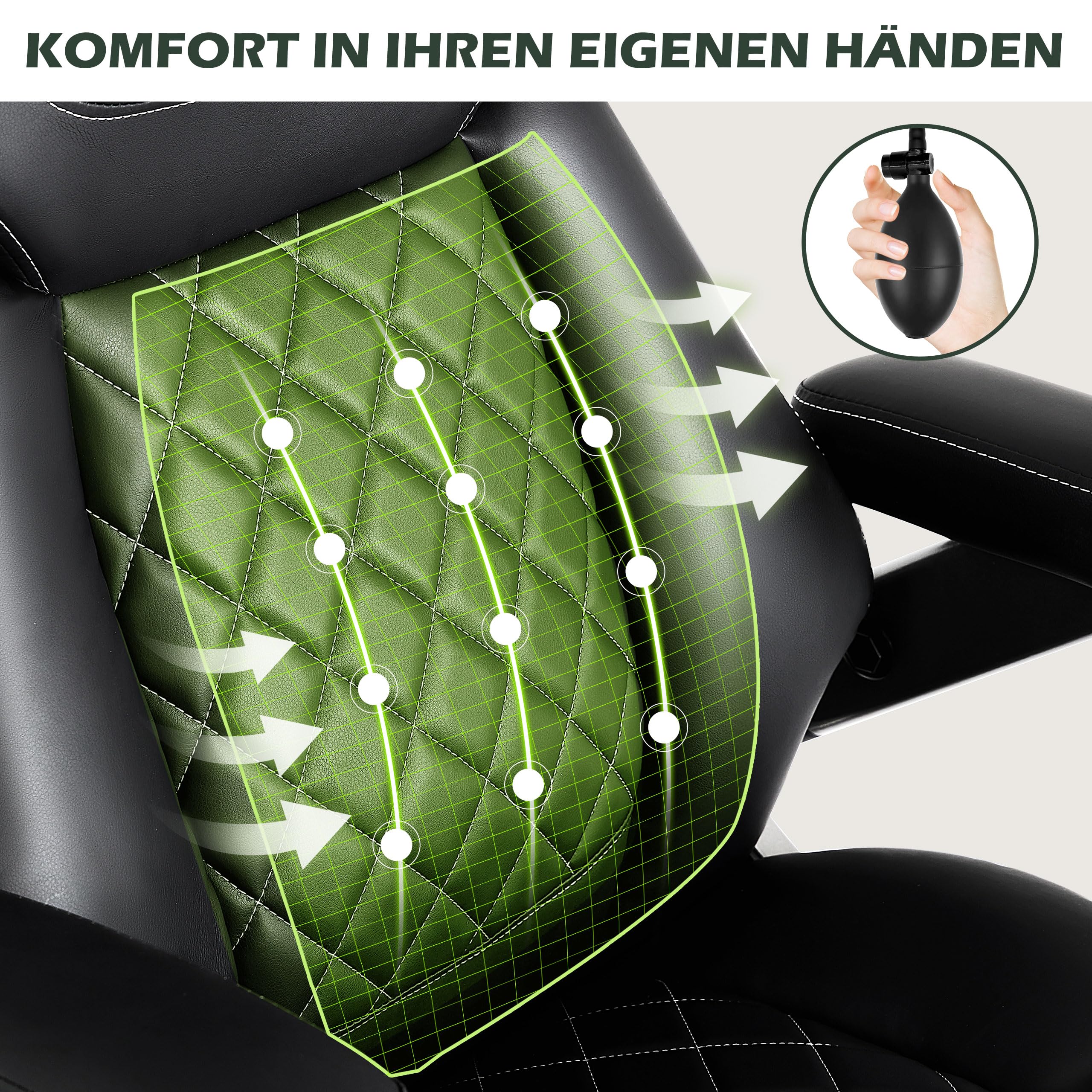 Bosmiller Chefsessel Bürostuhl 250kg Belastbarkeit Ergonomischer Bürostuhl Schreibtischstuhl mit Verstellbare Armlehnen