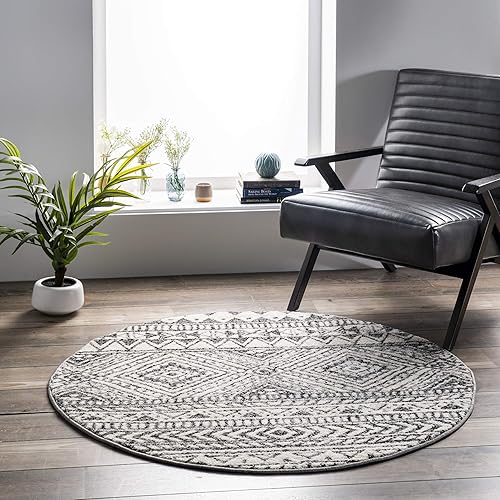 Miniatura 9 de nuLOOM Alfombra tribal de transición Becky de área, 4x6, gris oscuro