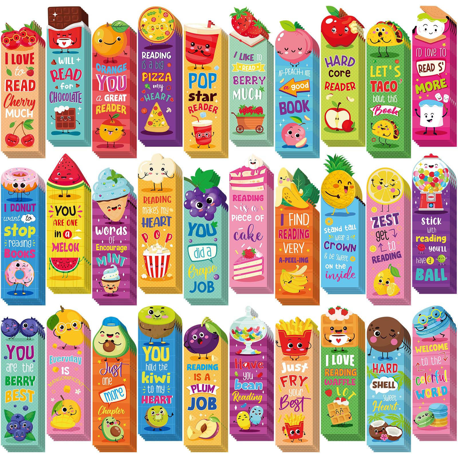 Lincia 150 marcapáginas perfumados para rascar y oler, bonitos marcapáginas para niños, fruta, alimentos, divertidos, marcapáginas perfumados surtidos para estudiantes, adolescentes, amantes de la