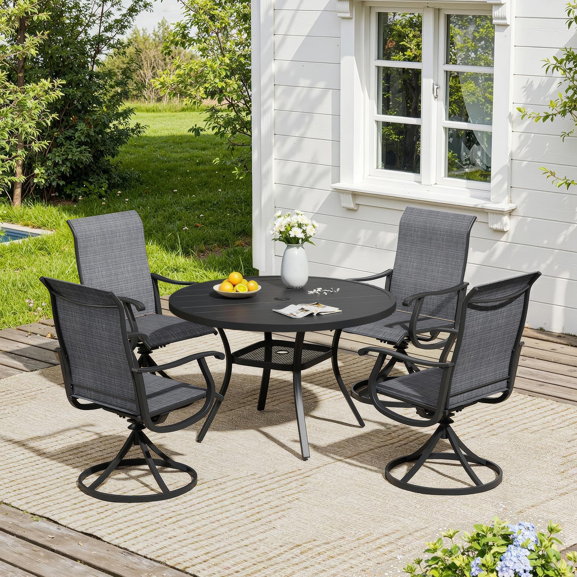 VICLLAX Dark Charcoal Swivel Rocker Set