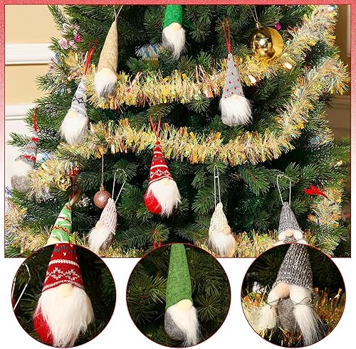 Miniatura 3 de 22 piezas de gnomos para árbol de Navidad, adornos colgantes hechos a mano, gnomos suecos Tomte, gnomos suecos, hechos a mano, gnomos de felpa, Papá