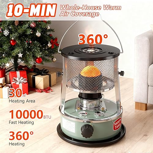 Miniatura 2 de Calentador de queroseno, calentadores de queroseno para uso en interiores, estufa portátil no eléctrica para campamento, al aire libre, hogar,