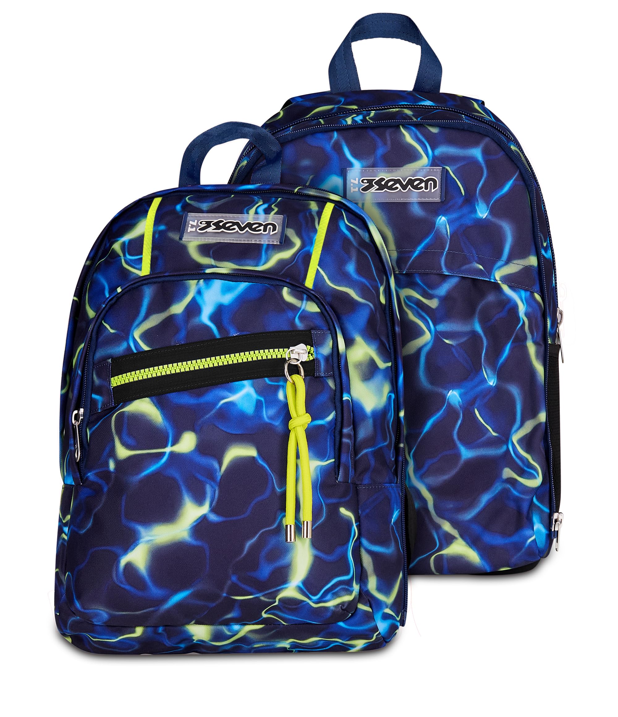 Seven Zaino Scuola Dual Detach ELECTRICVIBE BOY, Blu, 32 L, Doppio Scomparto, Multifunzione, Zaino Staccabile, Tasca con organizer, Scomparto porta pc, Scuola media e superiore, Bambino, Ragazzo
