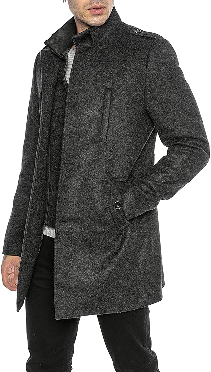 Redbridge Herenmantel Winterjas elegante jas Slim-Fit Transformabel, lichtgrijs, XXL