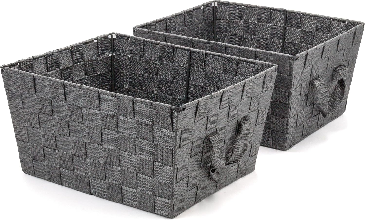 Brookstone Woven Shelf Basket Organize for Shelves, Storage Basket for Organizing Home, Pantry Organizers and Storage Bins - 2 Pack - Dark Grey