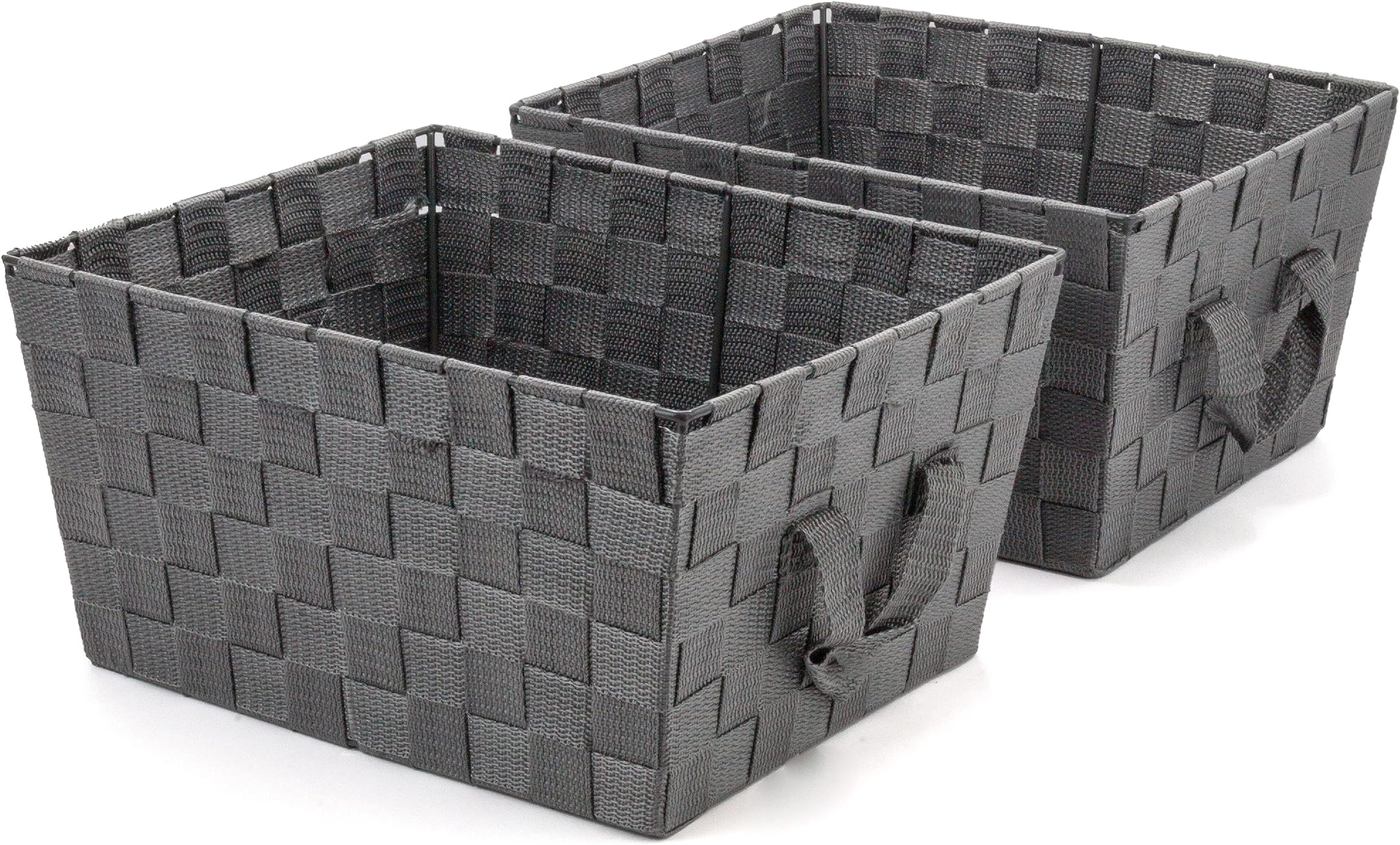 Brookstone Woven Shelf Basket Organize for Shelves, Storage Basket for Organizing Home, Pantry Organizers and Storage Bins - 2 Pack - Dark Grey