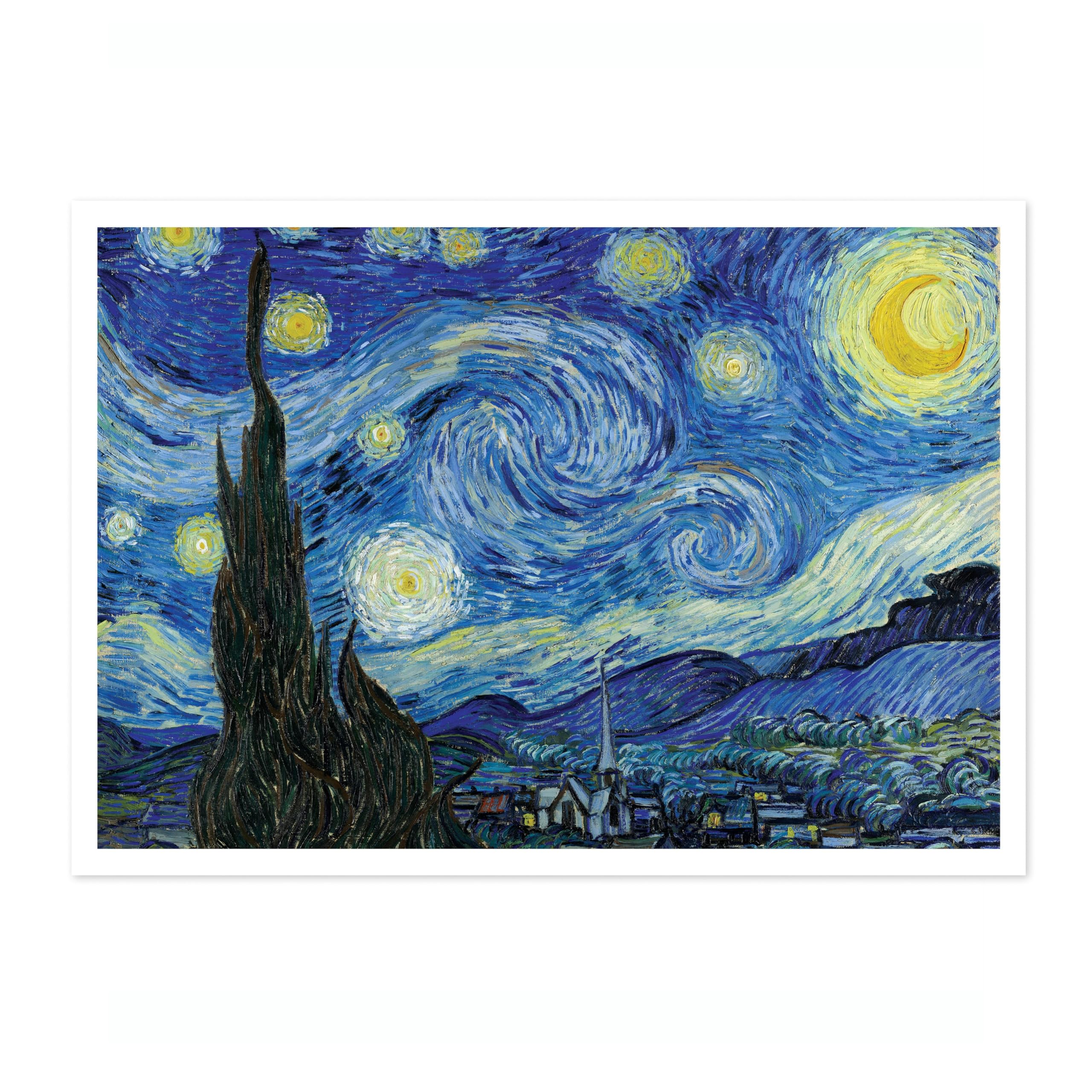 Animato Starry Night Vincent Van Gogh Print, Classic Famous Oil Painting Print, Modern Art Exhibition, Home Decor Wall Art, Archival Matte, 50x70cm (Print Only) - 50x70cm — image 1