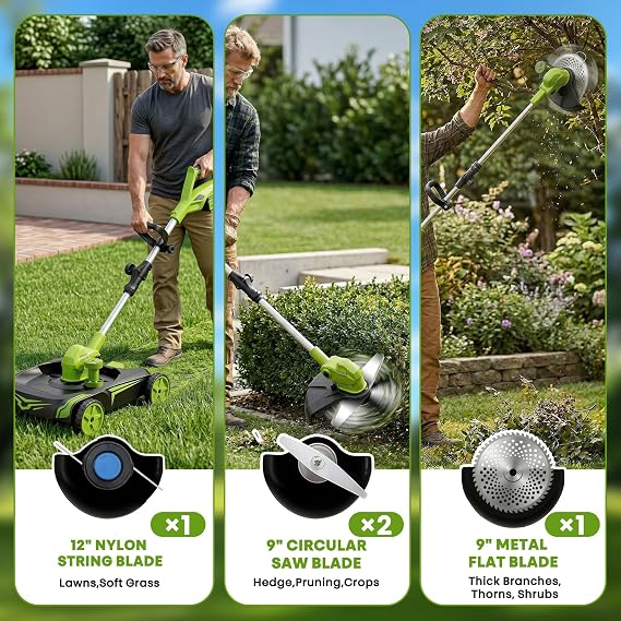 4-in-1 Electric Small Lawn Mower with Detachable Wheeled Base, 3 Position Cutting Height, Cordless Mini Push Mower Battery Powered for Garden/Yard/Farm, Gardening Gifts for Parents, Seniors, Women
