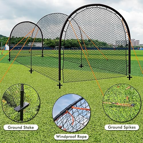 Miniatura 4 de Baseball Batting Cage for Backyard, Softball Cage Batting Net Portable with Carrying Bag Detachable Door with Hitting Target for Batting Training