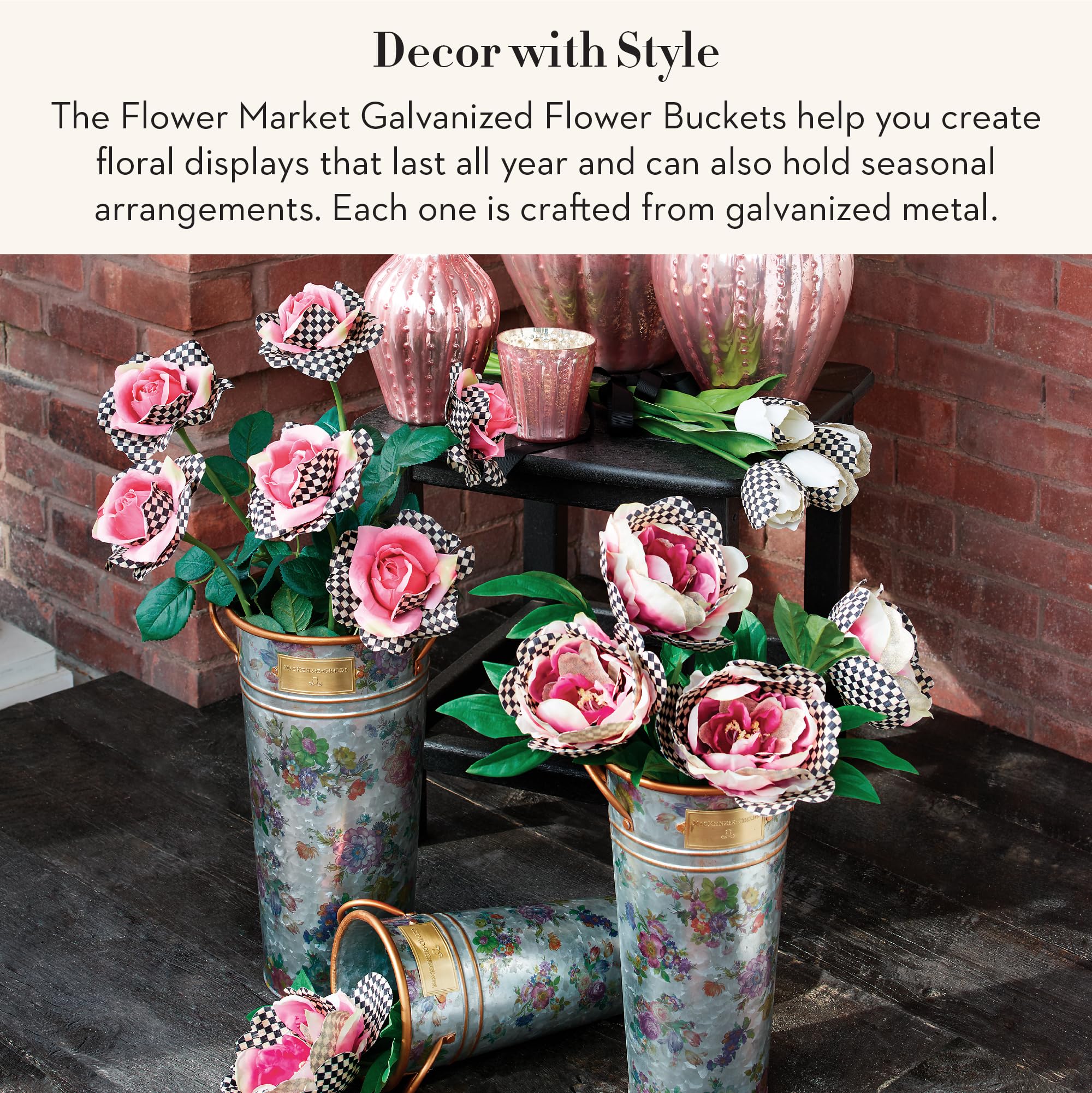 Amazon.com : MACKENZIE-CHILDS Galvanized Flower Buckets