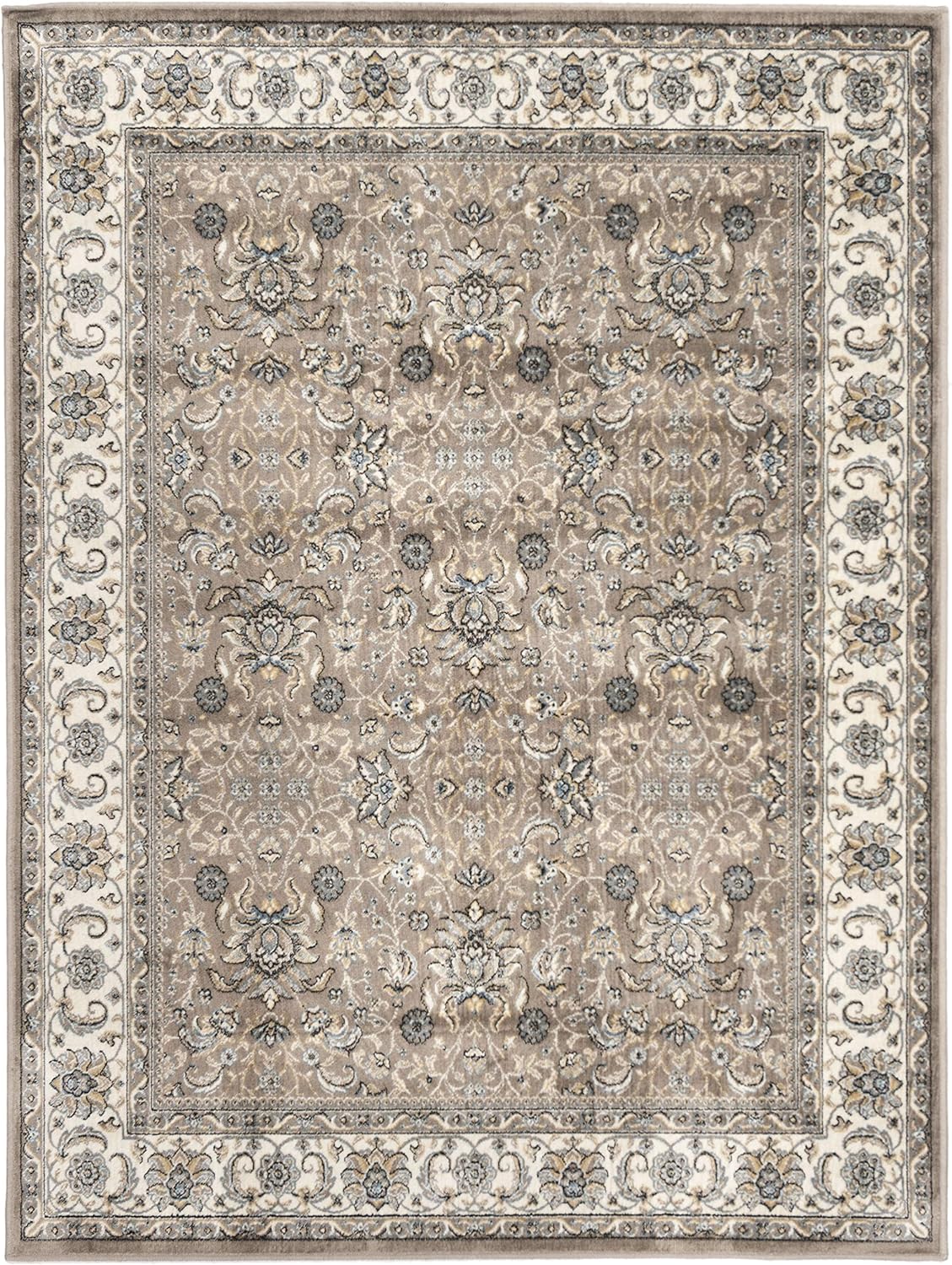 SAFAVIEH Atlas Collection Accent Rug - 2'2" x 3'7", Taupe & Blue, Traditional Oriental Viscose Design, Ideal for High Traffic Areas in Entryway, Living Room, Bedroom (ATL671E)