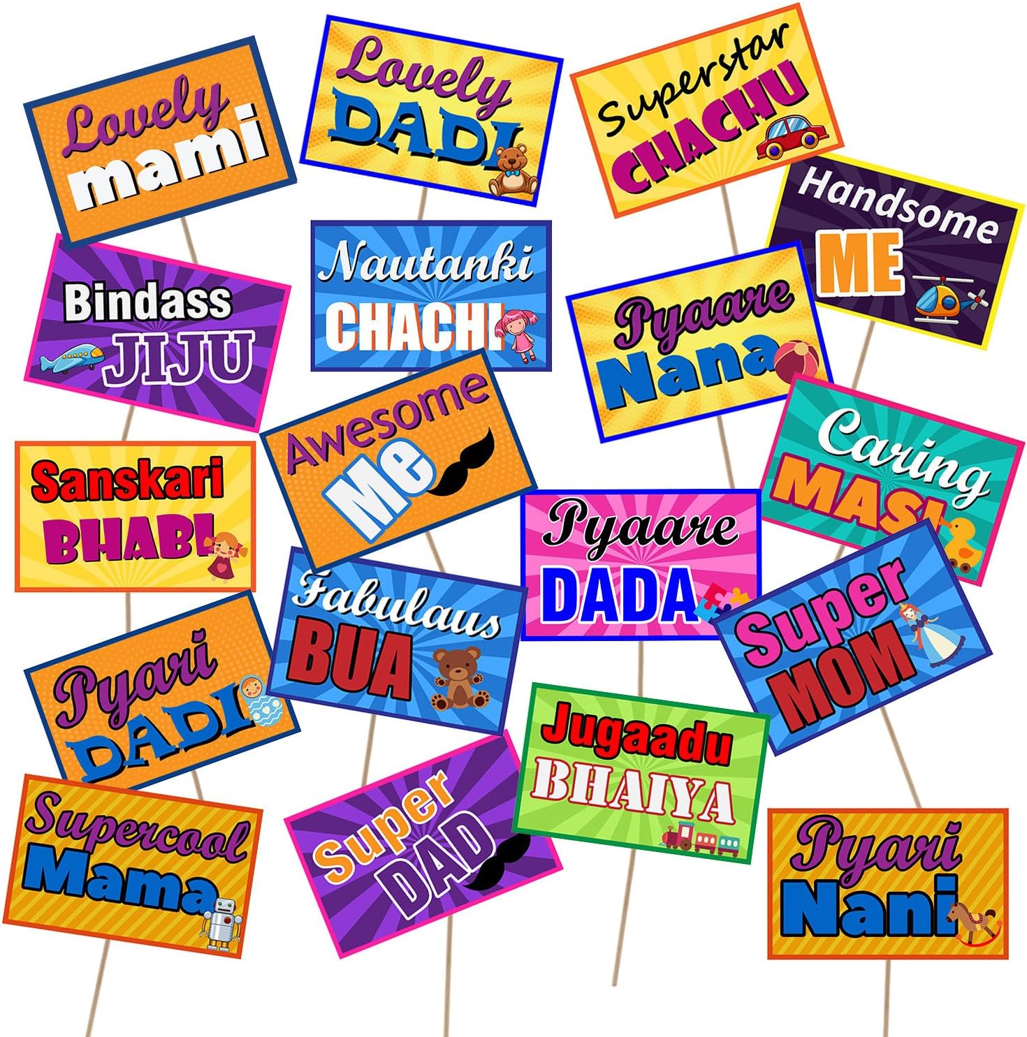 Baby Shower Photo Booth for Party Decoration (Multicolour) - Set of 18 Pieces