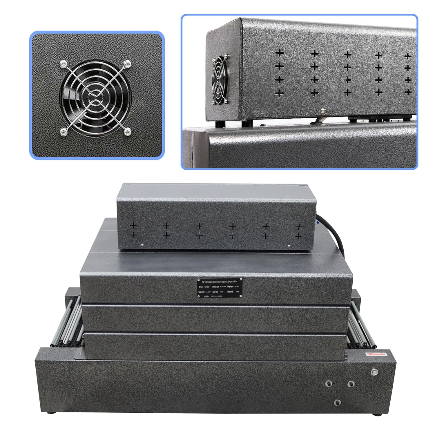 TECHTONGDA Thermal Shrink Wrap Machine Heat Tunnel Packaging for POF PVC 16X8inch Shrink Size 220V Chain Type
