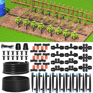 MIXC Micro Drip Irrigation Kit: Automatic Greenhouse Patio Watering System with Adjustable Nozzles & 160 sq ft Tubing Coverage