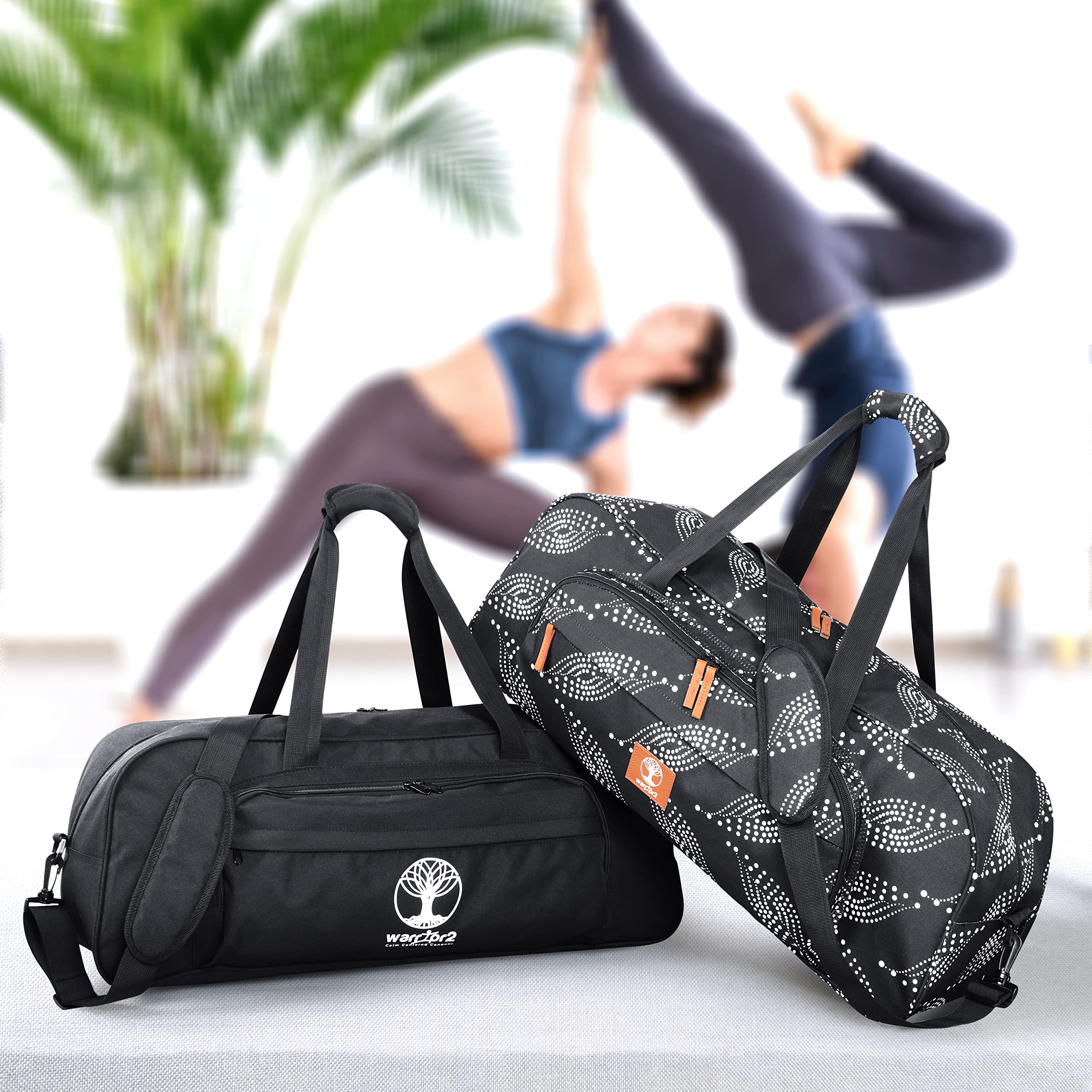 Turnbeutel mit 8 Taschen für 1,27 cm Dicke Yogamatten und Yoga-Blöcke, abnehmbare Gurte | Große Sporttasche mit Yogamattenhalter für Damen und Herren