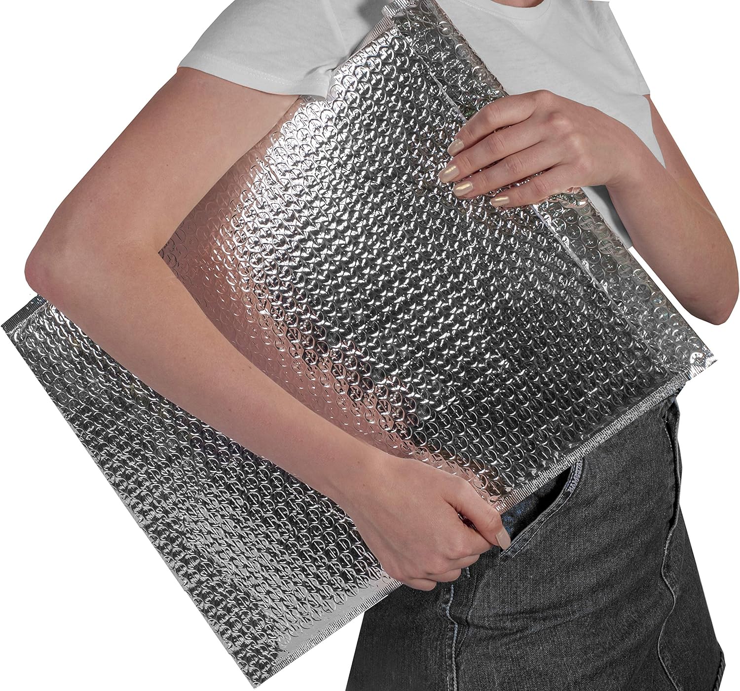 ABC Thermal Bubble Mailer 15" x 17", Pack of 5 Metallic Foil Mailing Envelopes, Self Seal Cool Bubble Mailers, Waterproof Cold Shipping Package, Insulated Shipping Bags for Food, Cosmetics