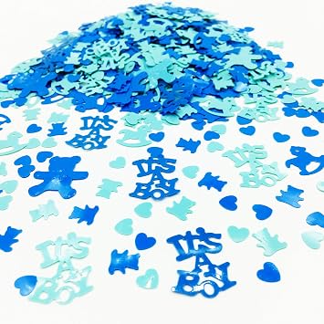 Baby Shower Confetti Gender Reveal Blue Confetti Sprinkles for Baby Shower Pinata Party Decoration-"Its A Boy" Bear Horse Heart 1.5OZ