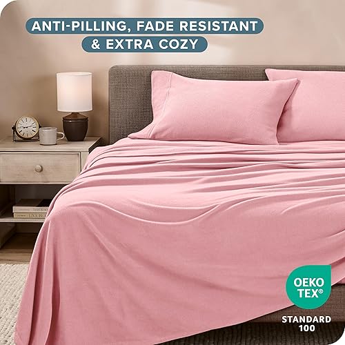 Miniatura 2 de Bare Home Juego de sábanas de forro polar súper suave, tamaño matrimonial, forro polar extra afelpado, sábanas de cama sin pelusas, calidez