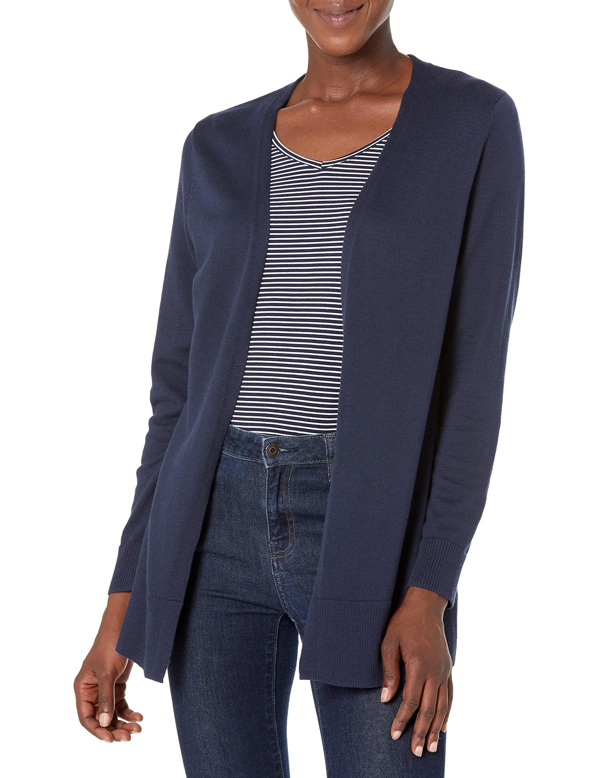 Amazon Essentials Women's Lightweight Long-Sleeve Open-Front Long Cardigan Sweater, Regular Fit 5X Navy
