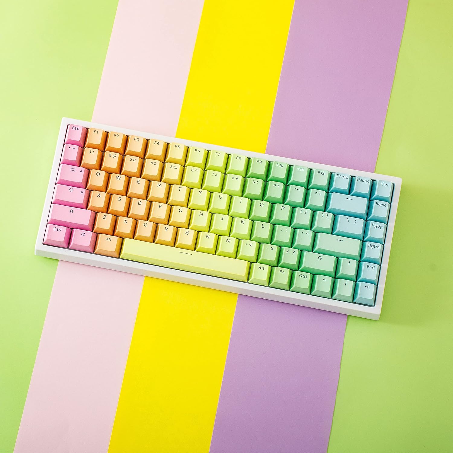 YUNZII Rainbow 84 84-Key RGB Hotswap Wired Mechanical Gaming Keyboard with PBT Shine Through Keycaps for Mac/Win/Gamers (Gateron Brown Switch, Rainbow)