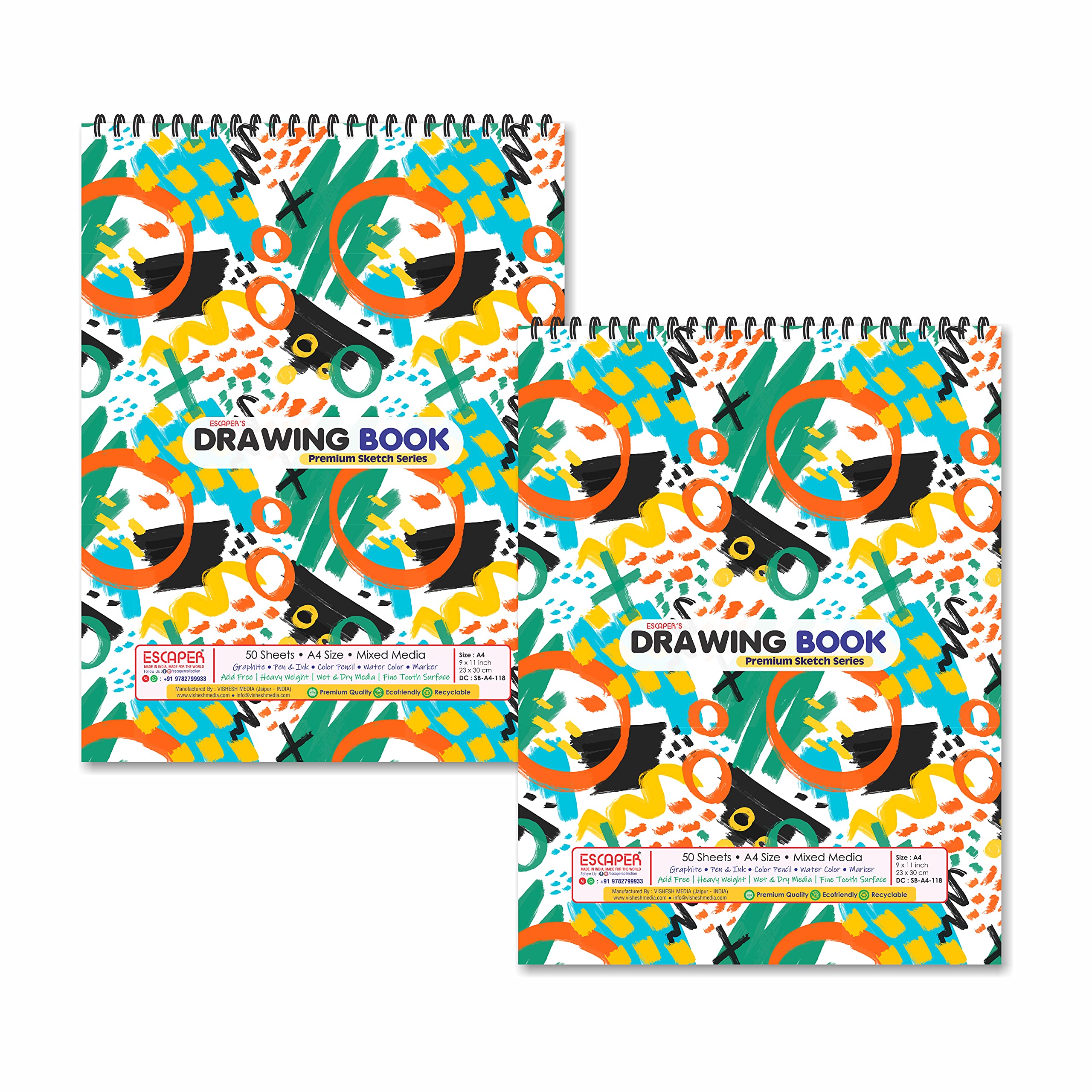 ESCAPER Painted Abstract Pattern Themed Sketch Books - Pack of 2 A4 Sized Artist Pads with 50 Sheets, 100 Pages - The Perfect Choice for Painting, Drawing, and Unleashing Your Creative Potential (B098NHGCF8) Amazon Price History, Amazon Price Tracker