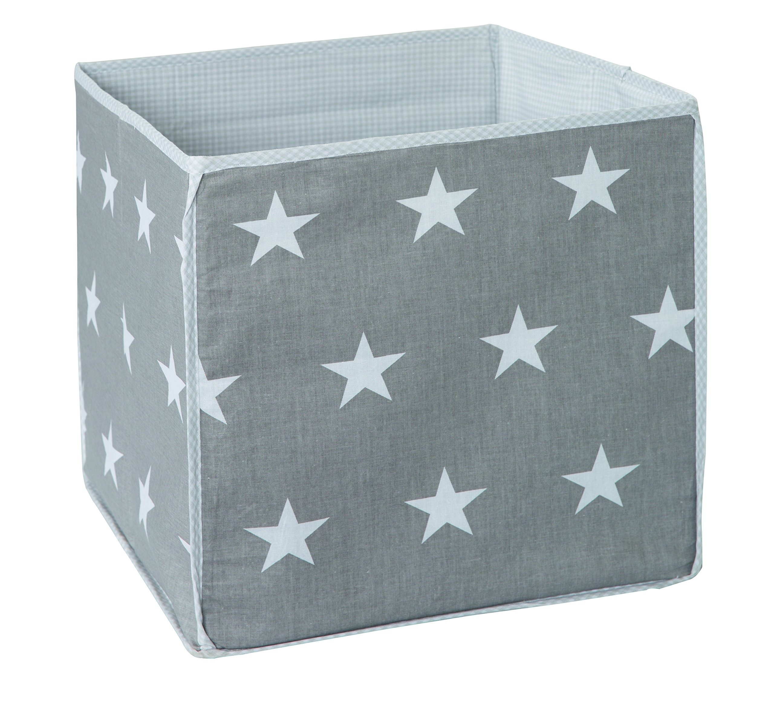 roba Aufbewahrungsbox Little Stars Canvas Box aus Stoff für Spielzeug 34 x 34 x 34 cm Grau mit Sternen