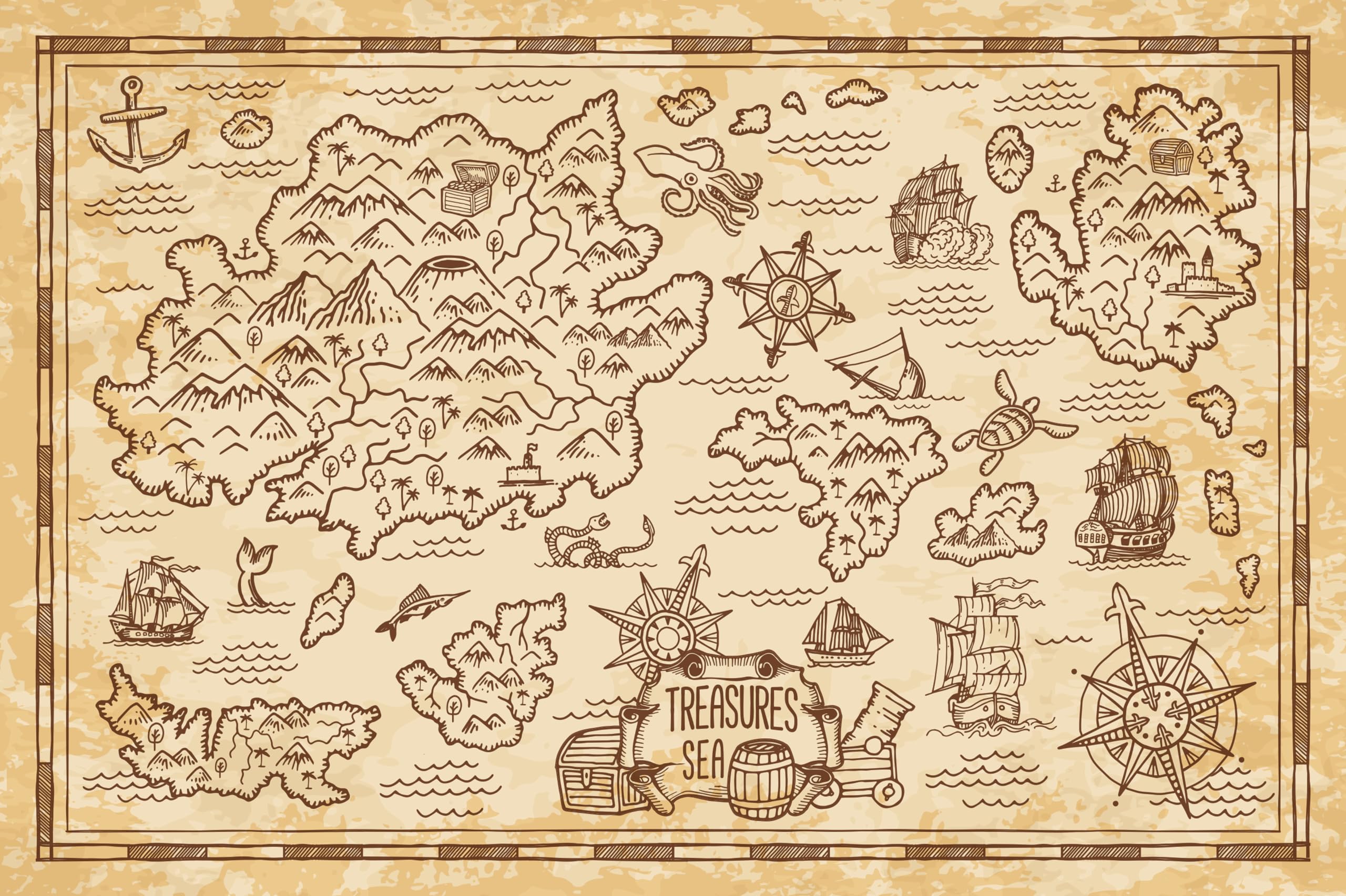 Amazon.com : CHNYWORK 5ftx3ft Pirate Treasure Map Backdrop