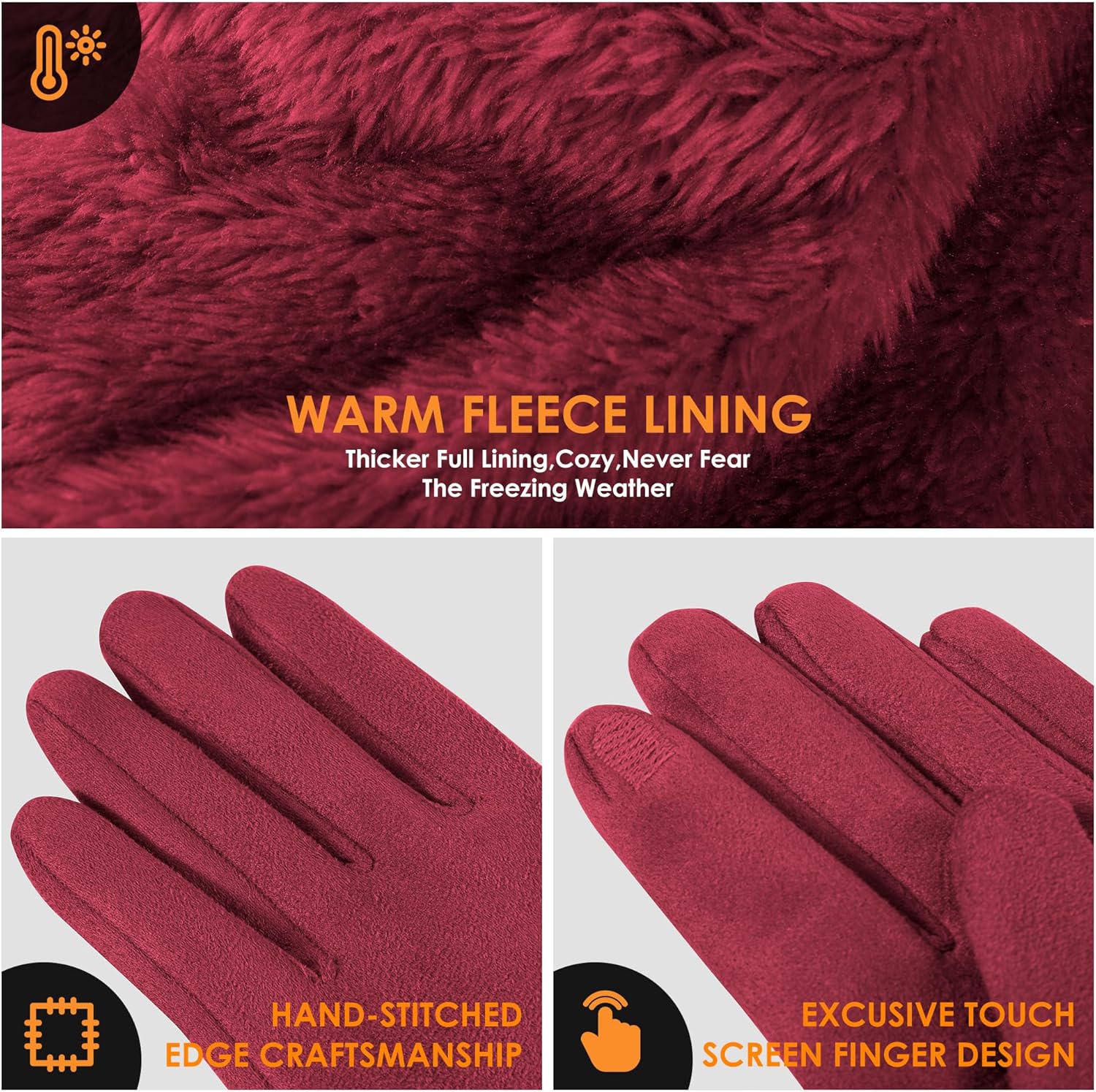 Cold Weather Womens Gloves, Winter Gloves for Women Thermal Warm Fleece Lined, Touchscreen Gloves for Christmas Gifts - Image 5