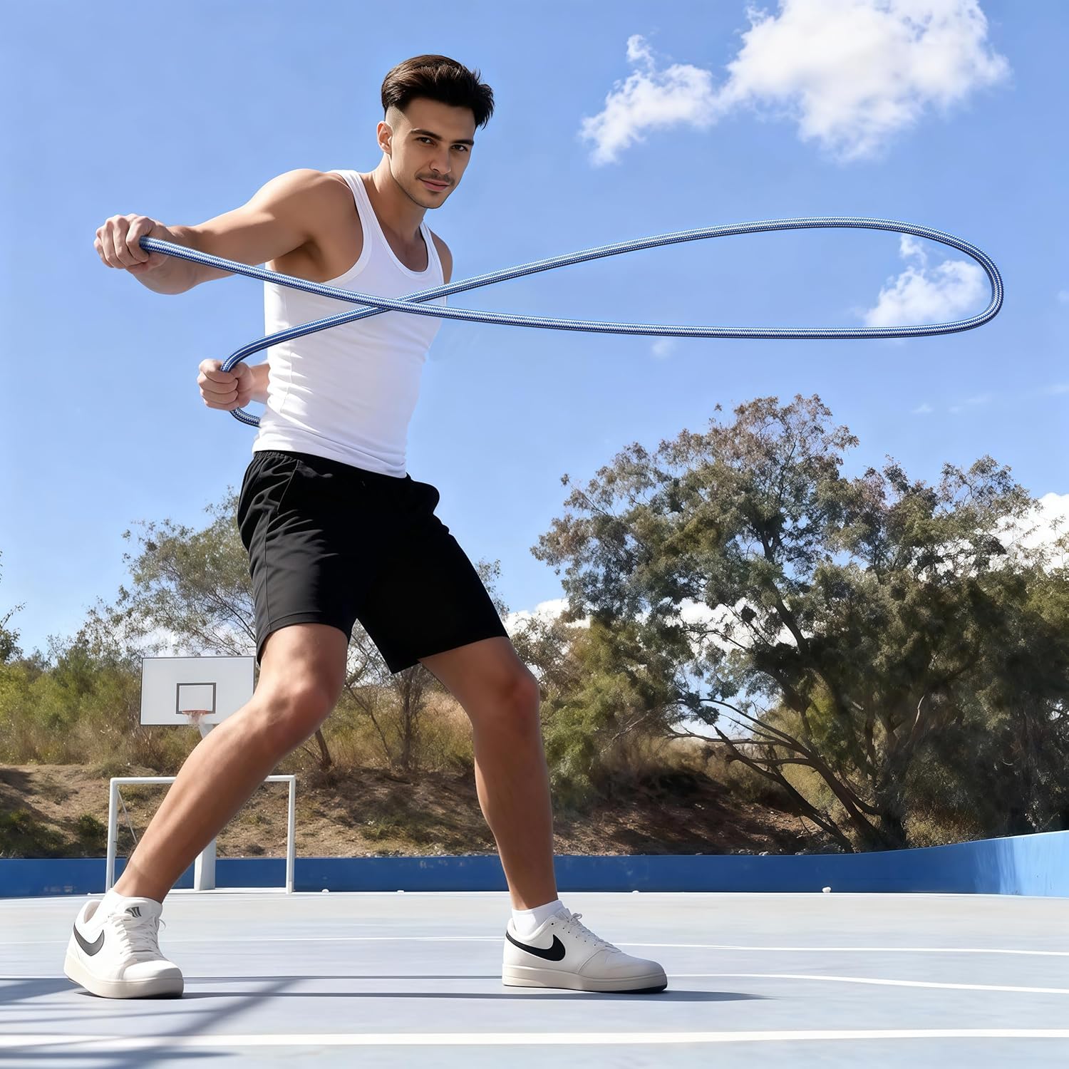 Flow Rope Exercise Jump Rope – 1.5lb Weighted Flow Jump Rope for Cardio, Boxing, HIIT & Upper Body Fitness – Adjustable Double Woven Workout Rope for Men, Beginners – Indoor & Outdoor Use - Image 6