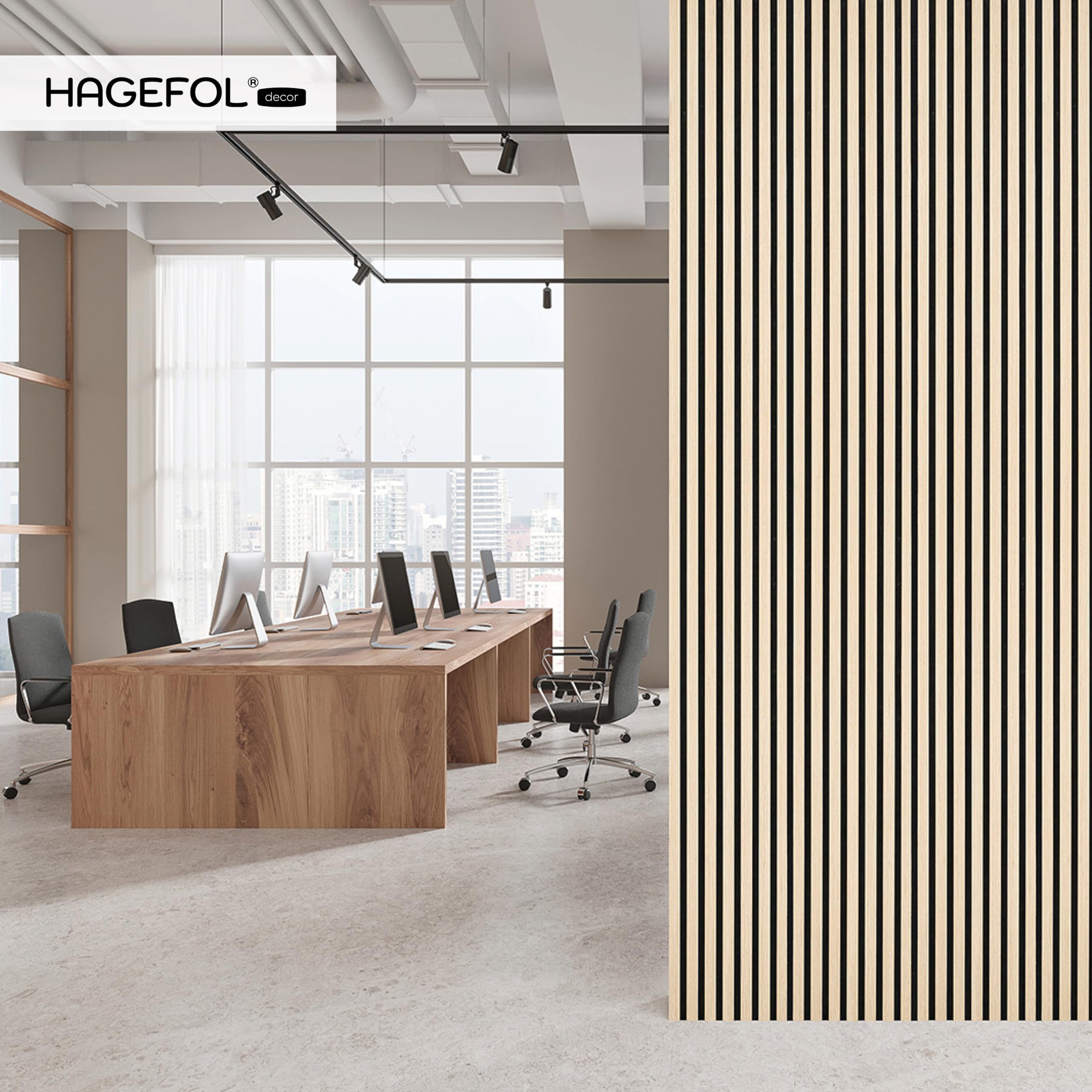 HAGEFOL® Panneaux Acoustiques Auto-adhésifs Lite 240x56 cm – Lot de 2 Panneaux Muraux Effet Bois – Isolation Phonique Murale en Feutre PET Recyclé – Installation Sans Perçage (Chêne)